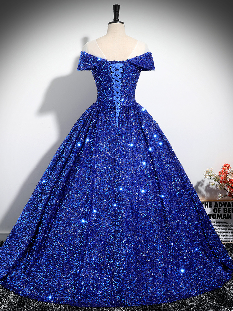 Una palabra hombro vestido de noche mujer esquinilla escenario solo vestido de exámenes de arte vocal reunión anual temperamento al por mayor