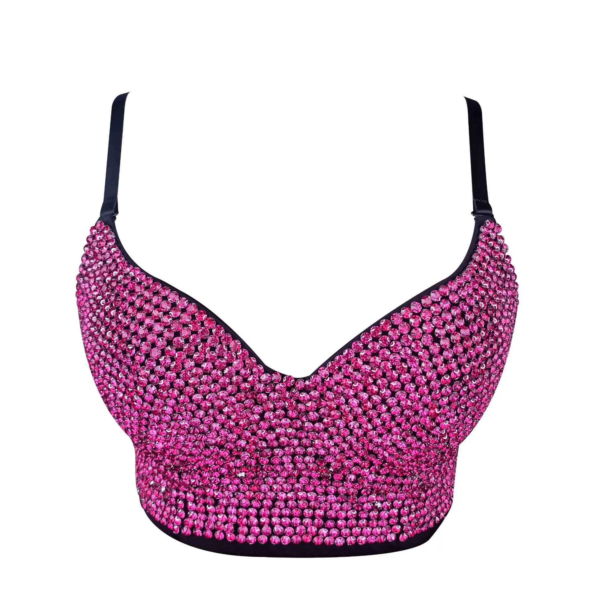 Sling Bralette (Lu Qiu) Embellished with Rhinestones & Beads, Colors, Sizes 34B–40C