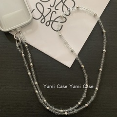 手機掛繩斜挎長款可背氣質水晶串珠斜挎鏈條時尚百搭包鏈通用夾片