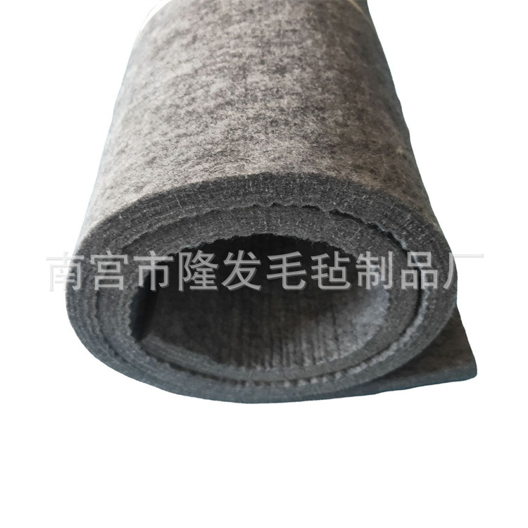供应硬质针刺棉 10MM厚羊毛针刺毛毡垫 黑色黑灰色吸音棉毛毡