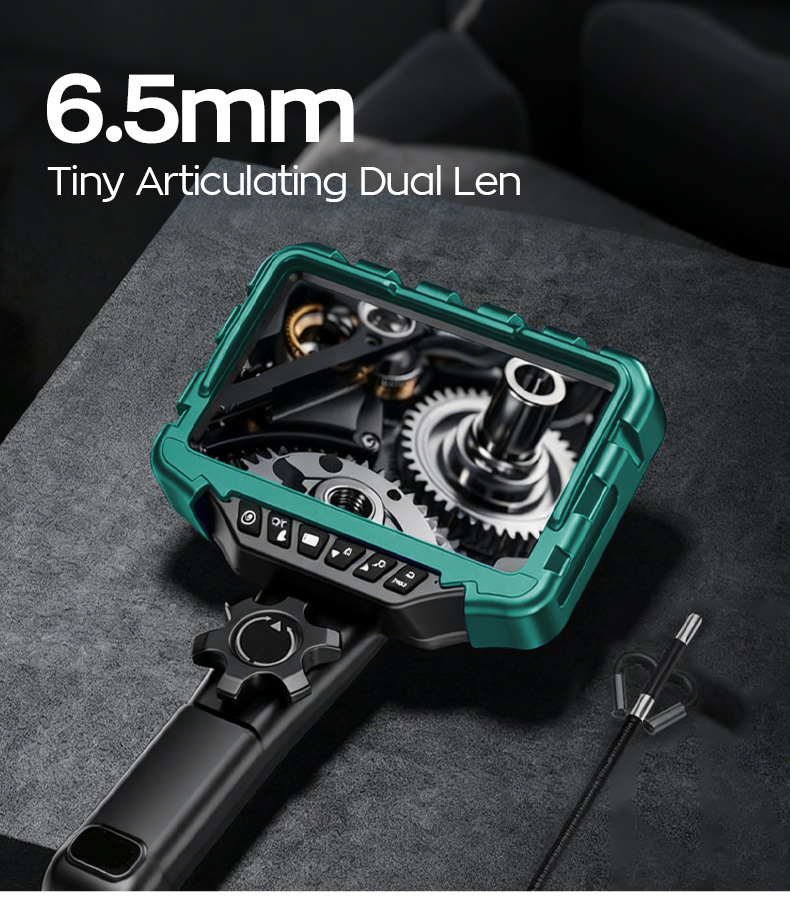 Industrial endoscope, dual lens, 360° rotatable, 7 inch screen, HD