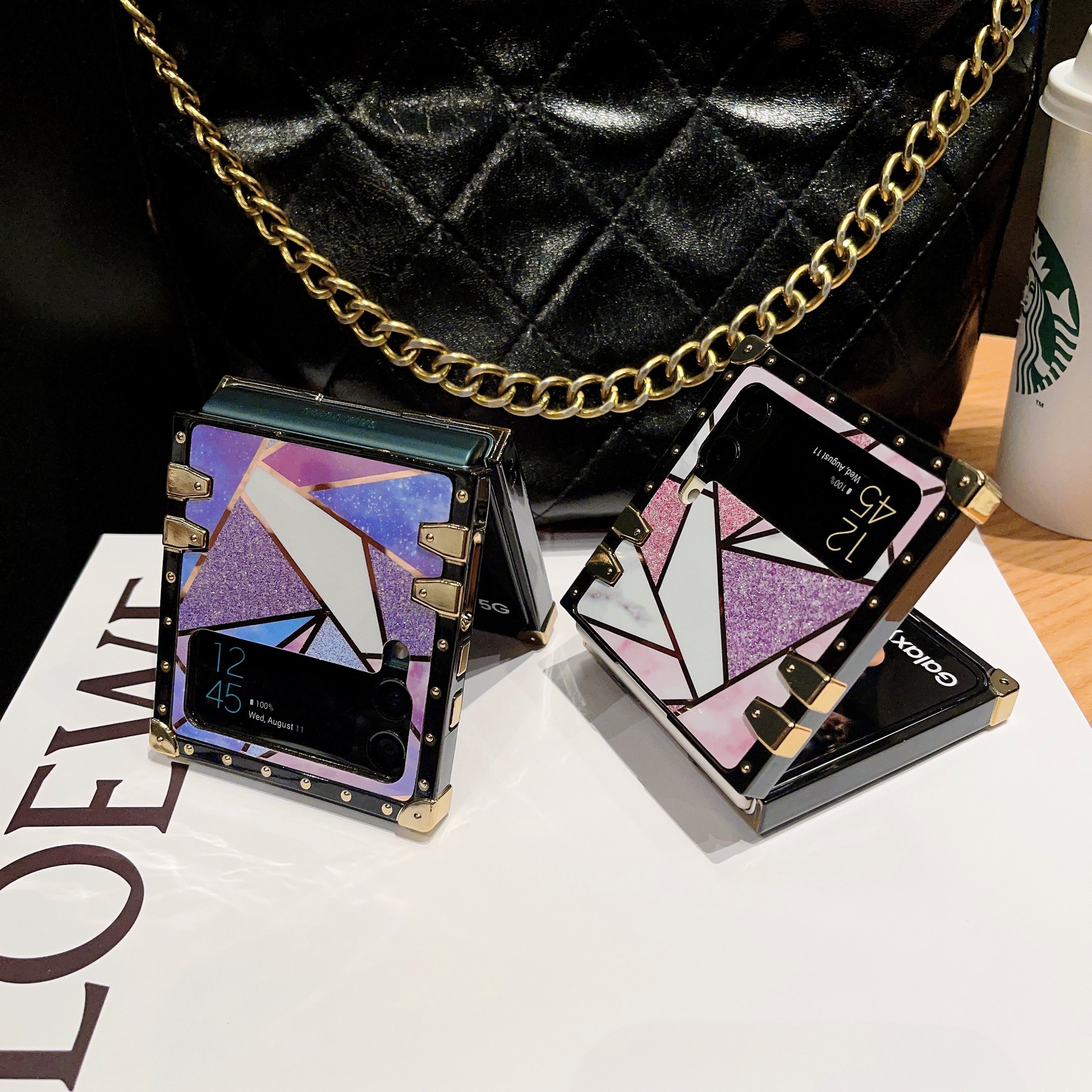 Glitter Foldable Phone Case For Samsung Z Flip 4 With Stand Holder_voghion.com