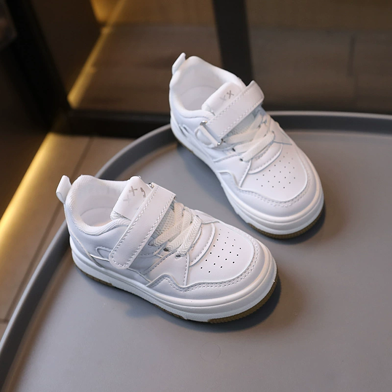 Детские спортивные кроссовки, sneakers для девочек, обувь для мальчиков, белые кроссовки на липучках, осень, мягкая подошва