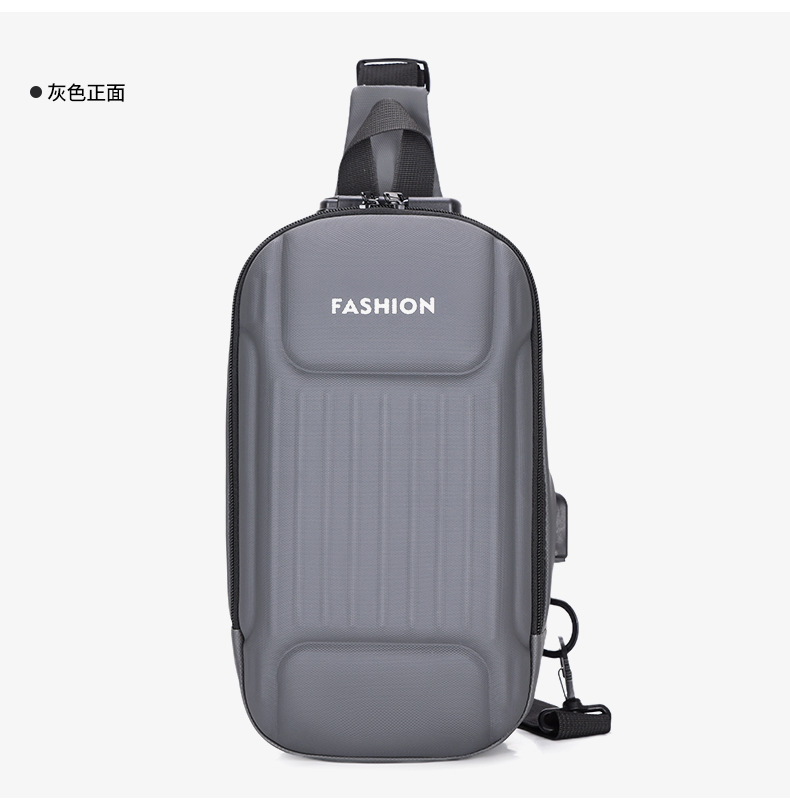 Men's crossbody bag with password lock, black large-capacity sports motorcycle bag, single-shoulder crossbody men's chest bag undefined