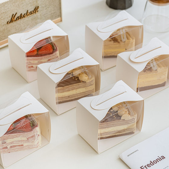 Triangle portable cut cake box mousse cut packaging packing box multi-layer Western pastry box dessert packaging logo