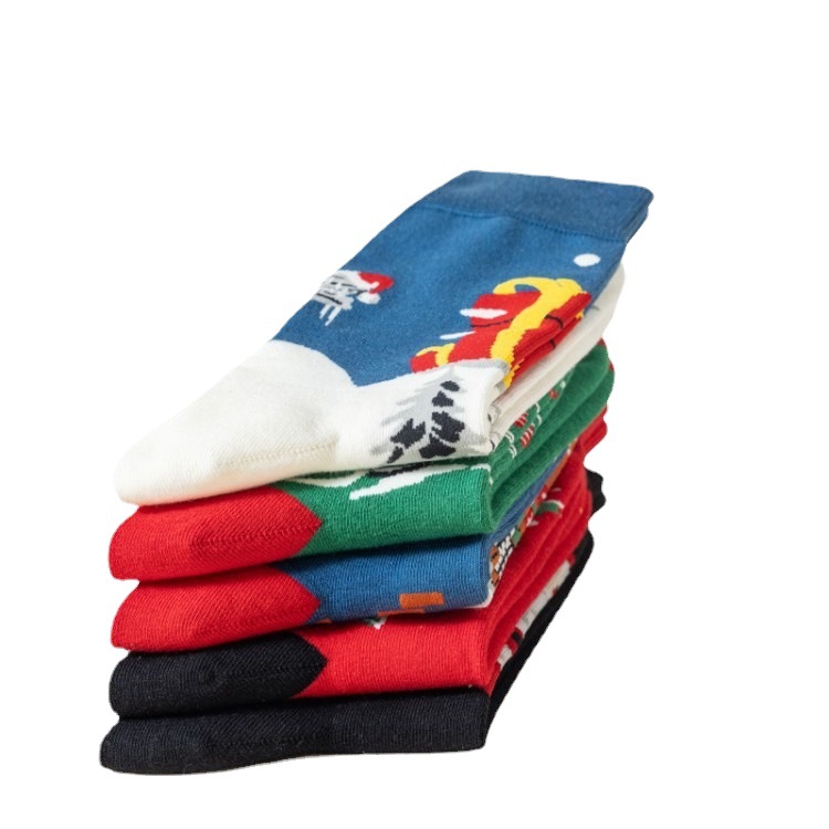 Chaussettes colorées de Noël Chaussettes mi-hautes en coton Chaussettes décontractées originales_voghion.com