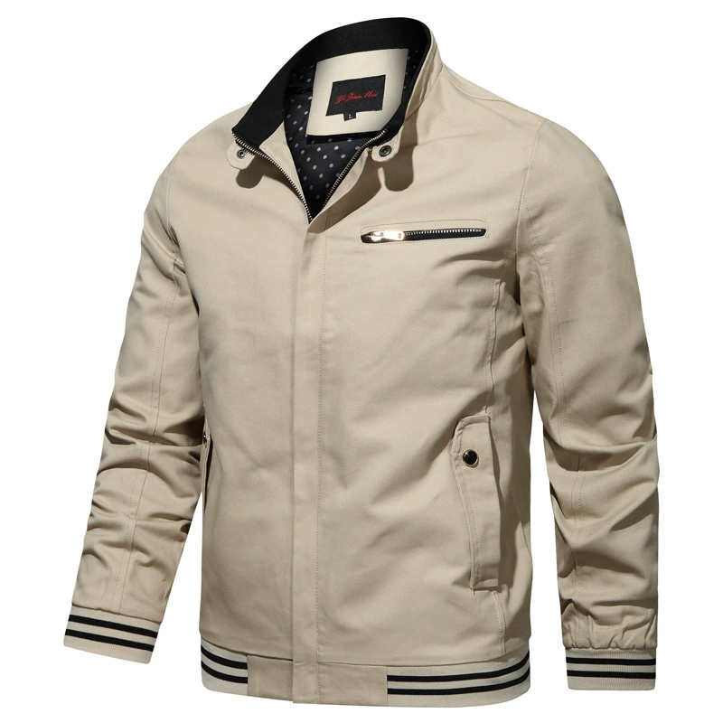 Трансграничное осенне-зимнее Мужское пальто Модный облегающий воротник-стойка в Корейском стиле Модный Универсальный Повседневный Тренч для молодежи и среднего возраста