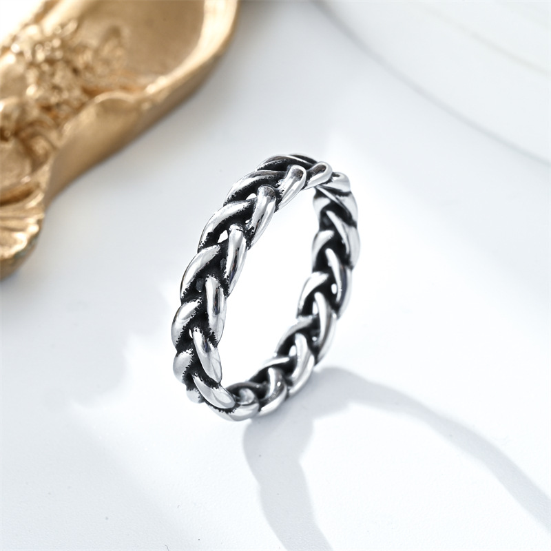 One Size Ring Size Punk Streetwear Geometric 304 Stainless Steel Polishing Men's Rings Men Band Rings
