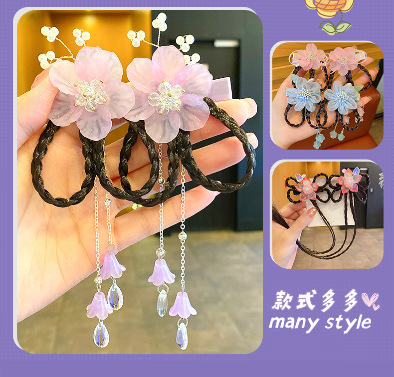 Retro Bell Pendant Wig Flower Tassel Children's Hairpin Wholesale Nihaojewelry display picture 6