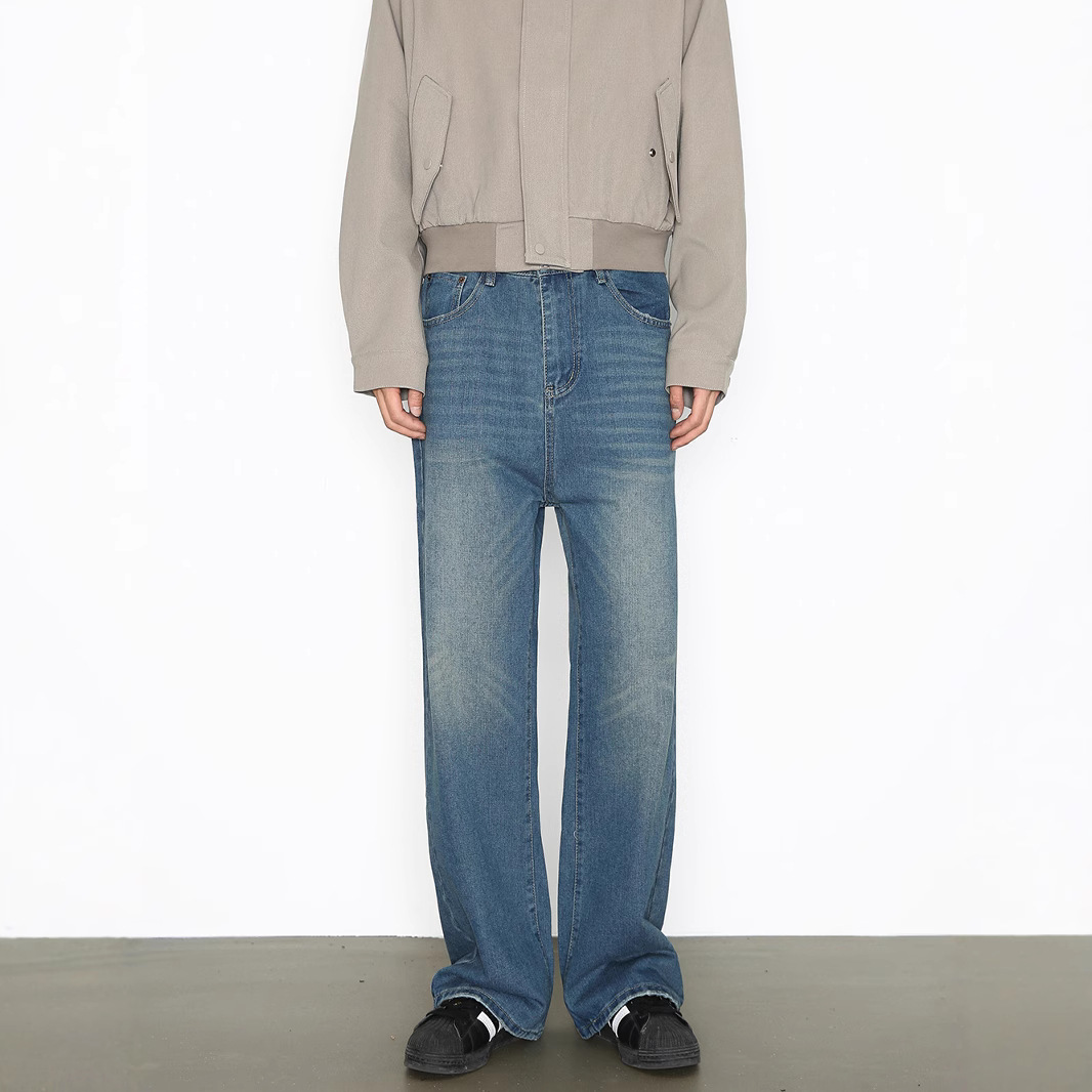 Men's Clothing Retro Washed Jeans Loose Straight Leg Trousers Men's Wide Leg Trousers Trendy Versatile In Stock_mkmklike.com