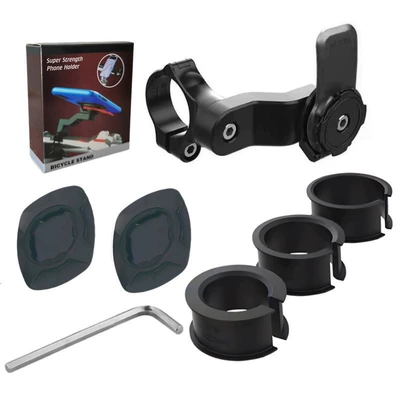 Simple electric vehicle phone holder for motorcycle navigation, bicycle riding, and delivery, with 360-degree rotation and adjustable features (Motorcycle frame) - regular-model-black