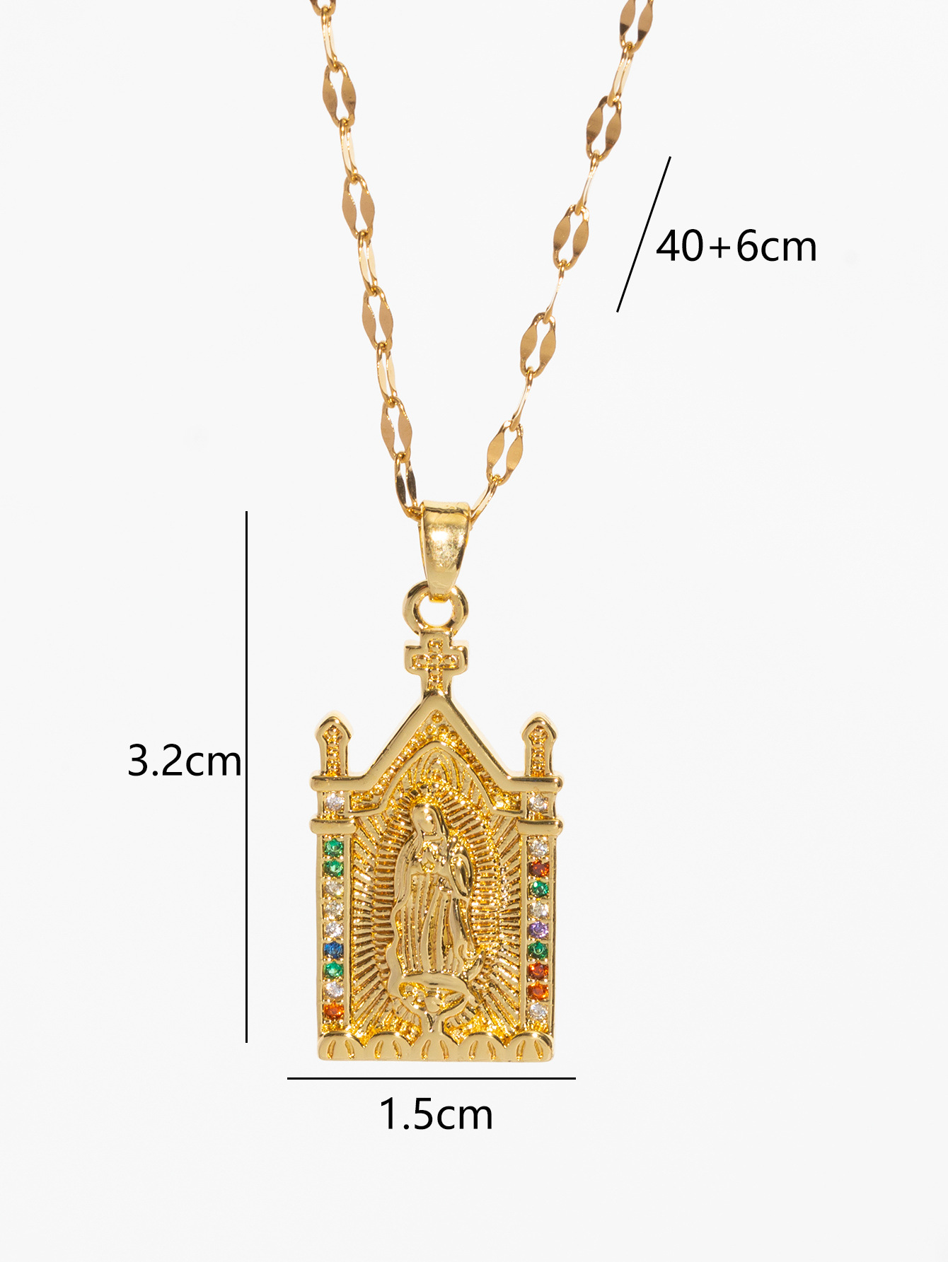 Plating Design Copper Plating Virgin Mary Zircon Pendant Necklace