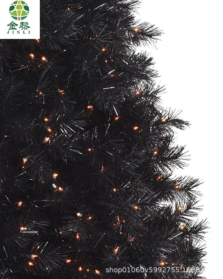 2021 New 2.1-meter black PVC Christmas tree LED light Christmas tree Christmas decoration supplies for hotels and shopping malls detail image 4
