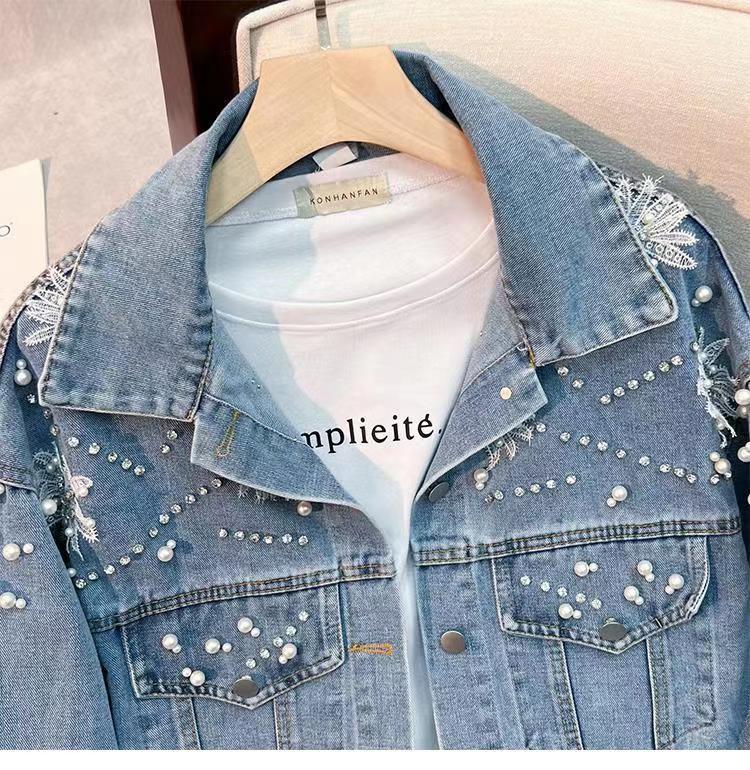 Dam jeansjacka lös passform mångsidig och vardaglig stil_voghion.com