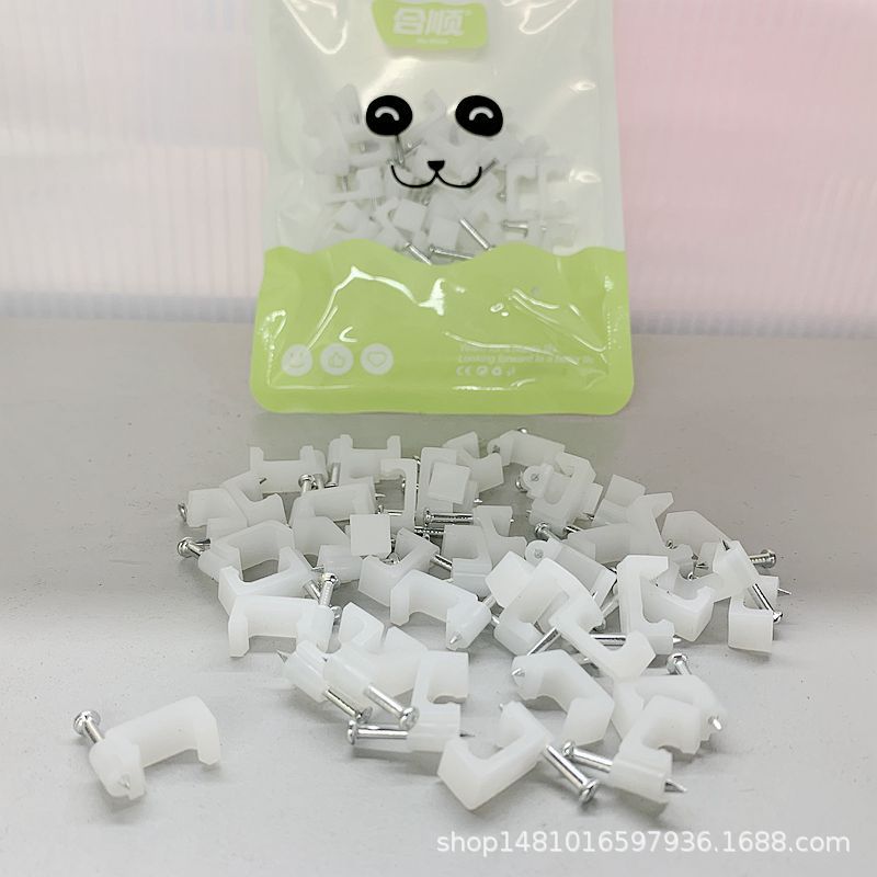 2元店PE方形钢钉线卡 塑料电缆网线线卡钢钉线卡临沂两元批发货源