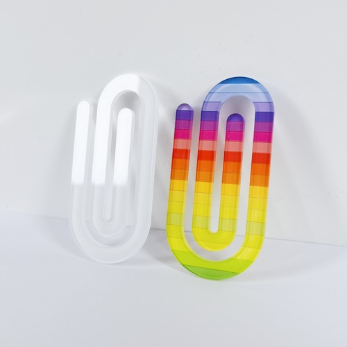 Heat transfer acrylic paper clip for student notebooks, document files, and card holders