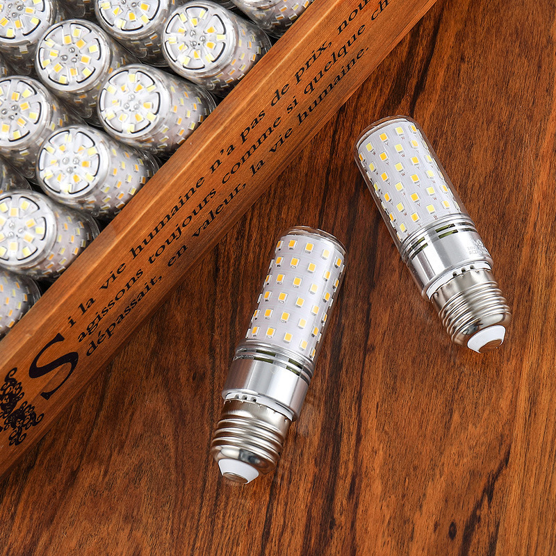 Led Bulb E27 Screw Energy-Saving Wick E14 Chandelier Light Source 10W Three-Color Threaded Lighting Corn Lamp Super Bright