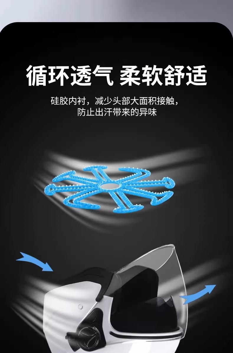Electric Motorcycle Riding Helmet Inner Padding That Doesn'T Flatten Hair, Ventilated and Breathable, Anti-Odor Universal Breathable Pad