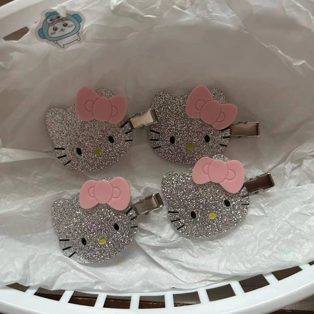 Заколка для волос (Hello Kitty) с блёстками, без следов, 1 шт.