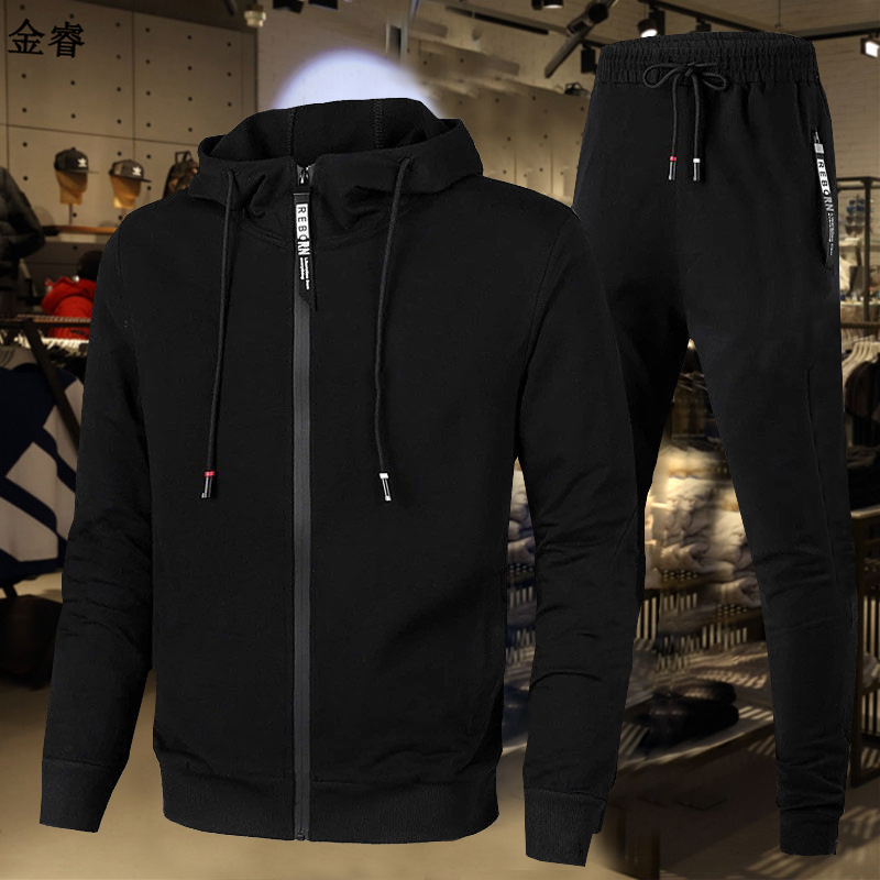 Cross-Border Spring and Autumn New Men's Casual Suit Hooded Sweatshirt Sportswear Two-Piece Set Men's Slim-Fit Casual Suit Cross-Border Spring and Autumn New Men's Casual Suit Hooded Sweatshirt Sportswear Two-Piece Set Men's Slim-Fit Casual Suit
