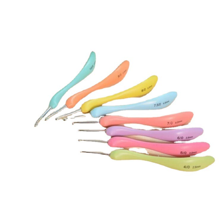 Оптовый высококачественный вязаный шерстяной инструмент для вязания крючком TPR силиконовая Мягкая Ручка алюминиевый вязаный крючком костюм Ручка зубной щетки вязание крючком