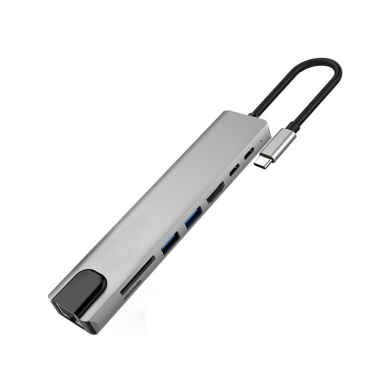 Type-C - 100Mbps ネットワークポート 8-in-1 ハブ拡張ドック iPhone/PC ハブ ビデオコンバーター|undefined