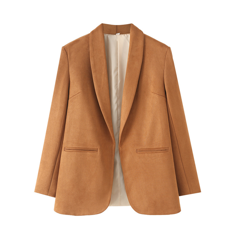 Cross-Border Women's Clothing 2024 Autumn and Winter New European and American Fashion Casual Large Size Loose Deerskin Blazer Tops for Women