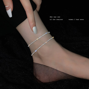 Sparkling Anklet Women's High-End 2025 New Sexy S925 Silver-Plated Ins Niche Design Foot Accessories Summer