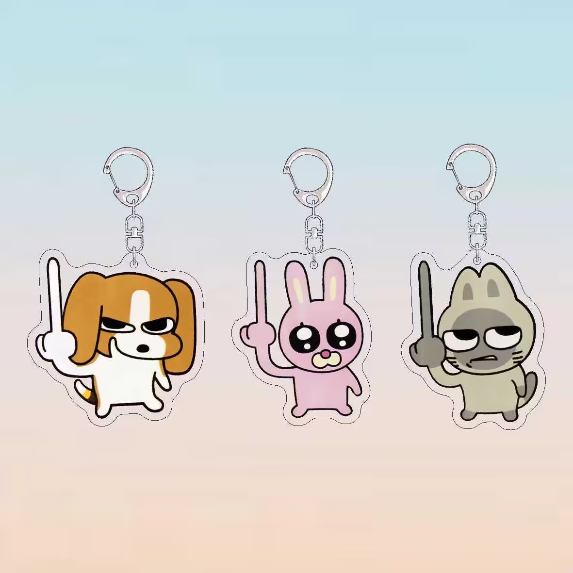 暹罗厘普周边中指钥匙扣闺蜜送礼书包可爱表情挂件亚克力包包挂饰