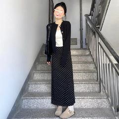 法式秋装女款2025年新款波点连衣裙子女装2025早秋套装高级感长裙