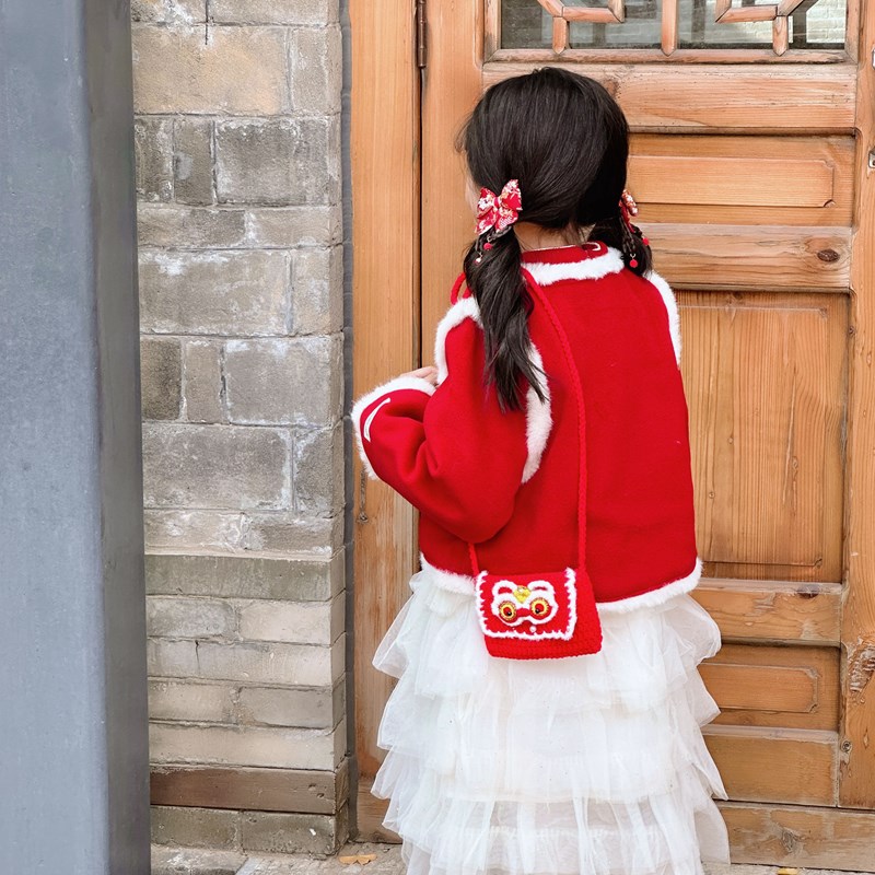 Regalos de Año Nuevo para niños sobre rojo encantador gancho león pequeño bolso de cambio para niños y niñas 2025 nuevo bolso para niños