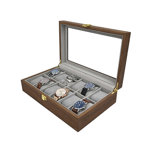 New 12-bit watch box retro wooden watch storage box display European style flip wooden box dropshipping