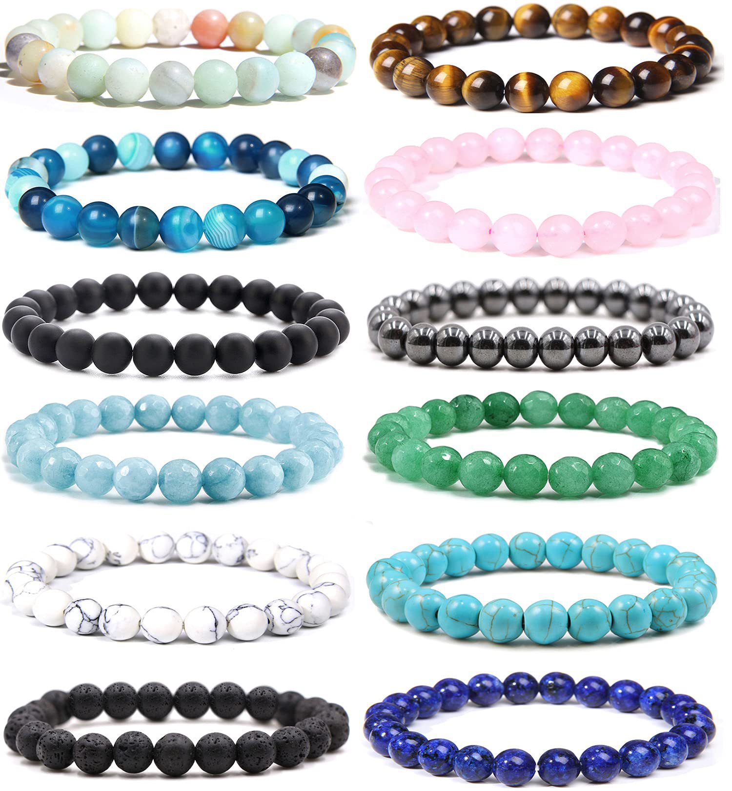 Simple Style Solid Color Natural Stone Beaded Bracelets display picture 1