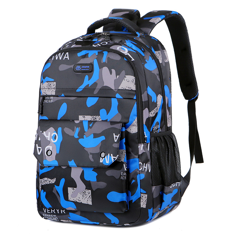 Wholesale of manufacturer's large capacity backpacks for foreign trade, middle school, high school, male and female students' backpacks, casual camouflage printed backpacks