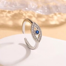 欧美热销铜镀18K金恶魔邪恶眼睛戒指女个性百搭开口食指环手饰品