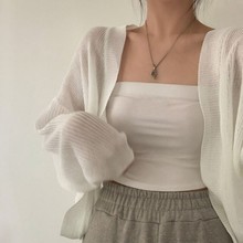 2024韩国chic纯色慵懒宽松薄款外套百搭夏季防晒冰丝针织开衫女