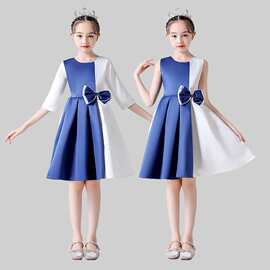六一新款儿童舞蹈服小学生合唱服女童公主裙主持礼服表演蓬蓬纱裙