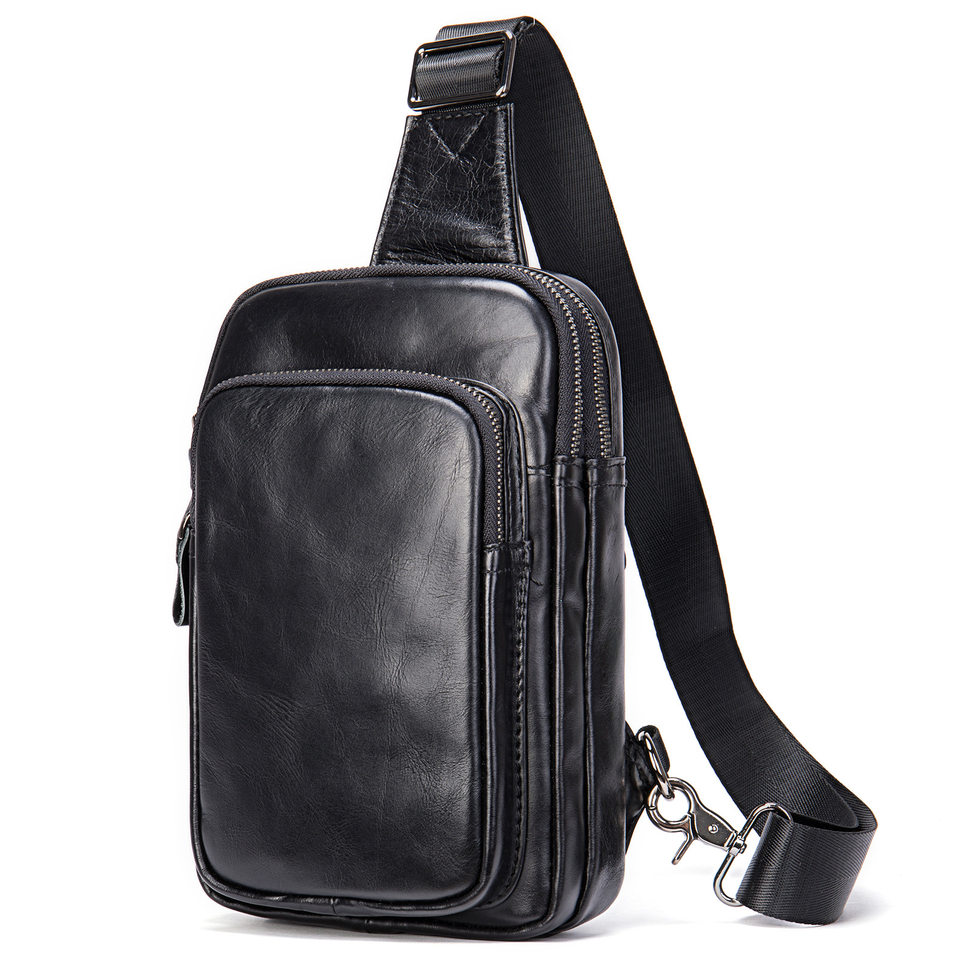 Túi đeo chéo nam đeo ngực da bò lớp đầu 17×5×30,5 cm — 20202 màu đen, 698 màu đen, Cà phê 698, 9011 màu đen