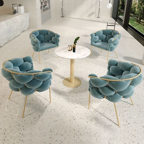 Sales office reception negotiation table and chair set, Nordic light luxury marble negotiation table, milk tea shop, coffee shop, small round table