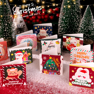 New Christmas Greeting Card Thank You Card Creative Hand-Painted Christmas Cute Cartoon Blessing Small Card Gift Card Wholesale