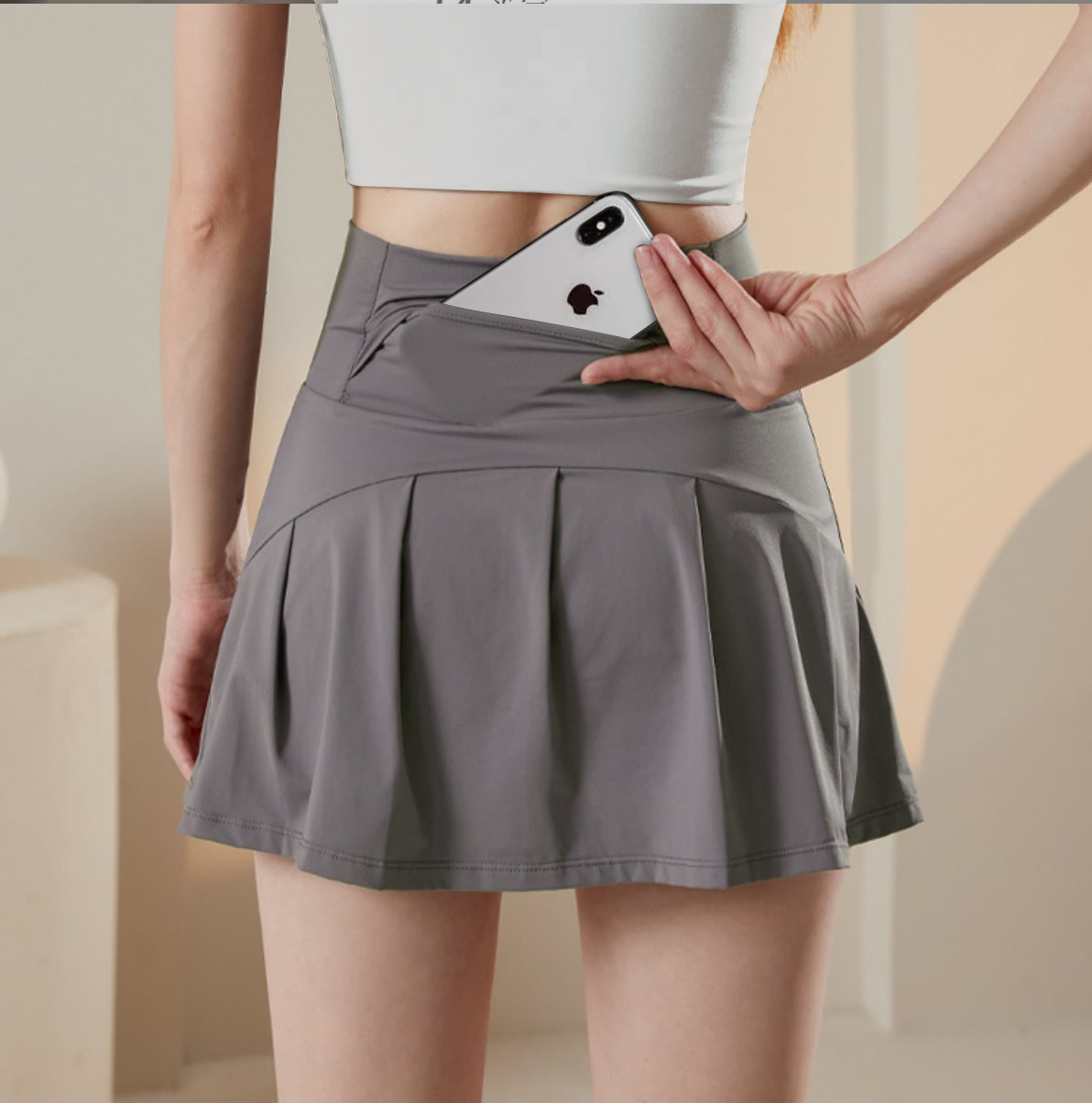 Sports and Fitness Tennis Skirt Daily All-Match A- Line Pleated Anti-Glow Yoga Skirt
