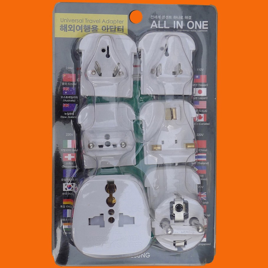 六件套全球通旅行插座 多功能转换插座 全球转换器（P7038）