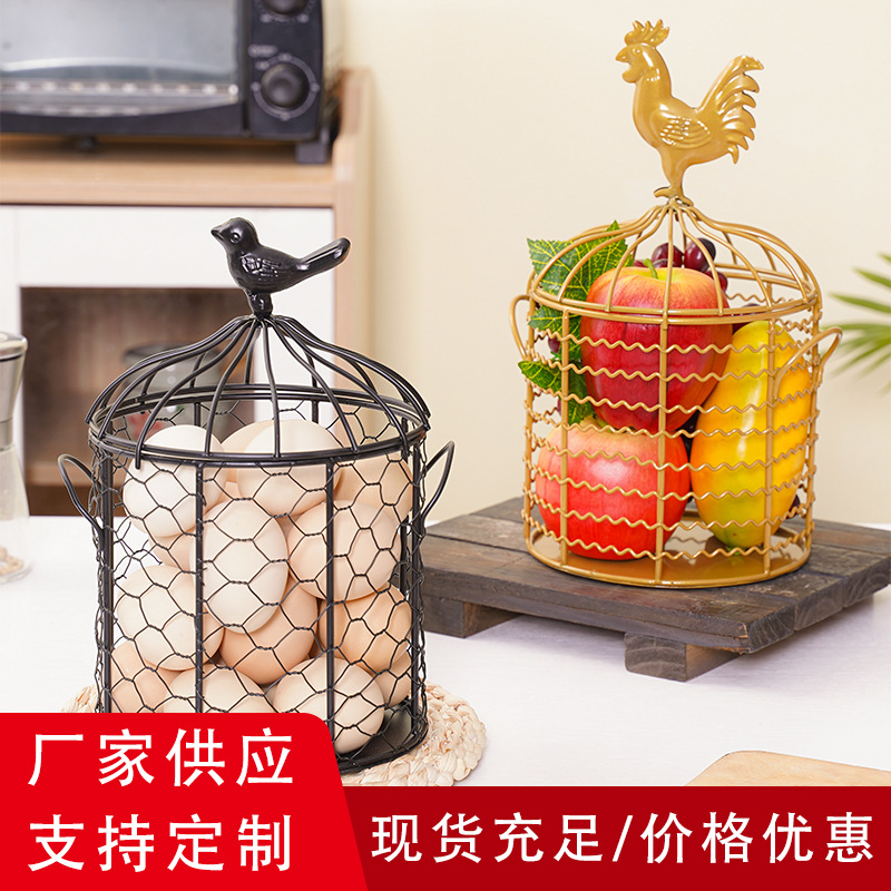 Fuente de la fábrica nueva simple fruta merienda metal hierro cesta de almacenamiento artesanía decoración hogar sala de estar almacenamiento
