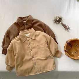 宝宝衬衫男宝加绒秋冬男童加厚外套宽松婴儿冬装1-3岁4保5暖6冬季