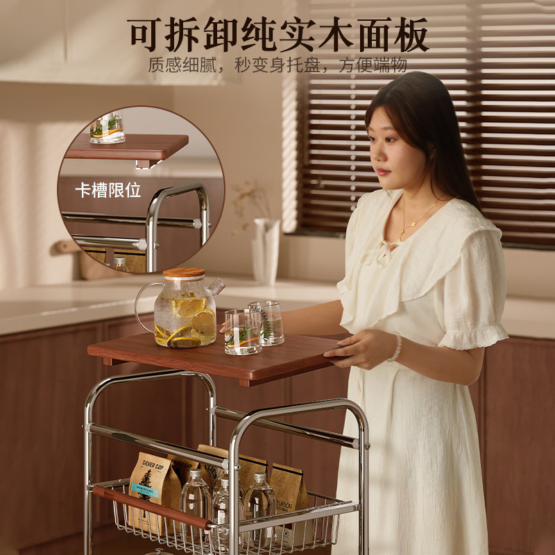 Estante de canasta de verduras de cocina de estilo antiguo Estante de almacenamiento de bocadillos multicapa de piso con carrito móvil retro para el hogar