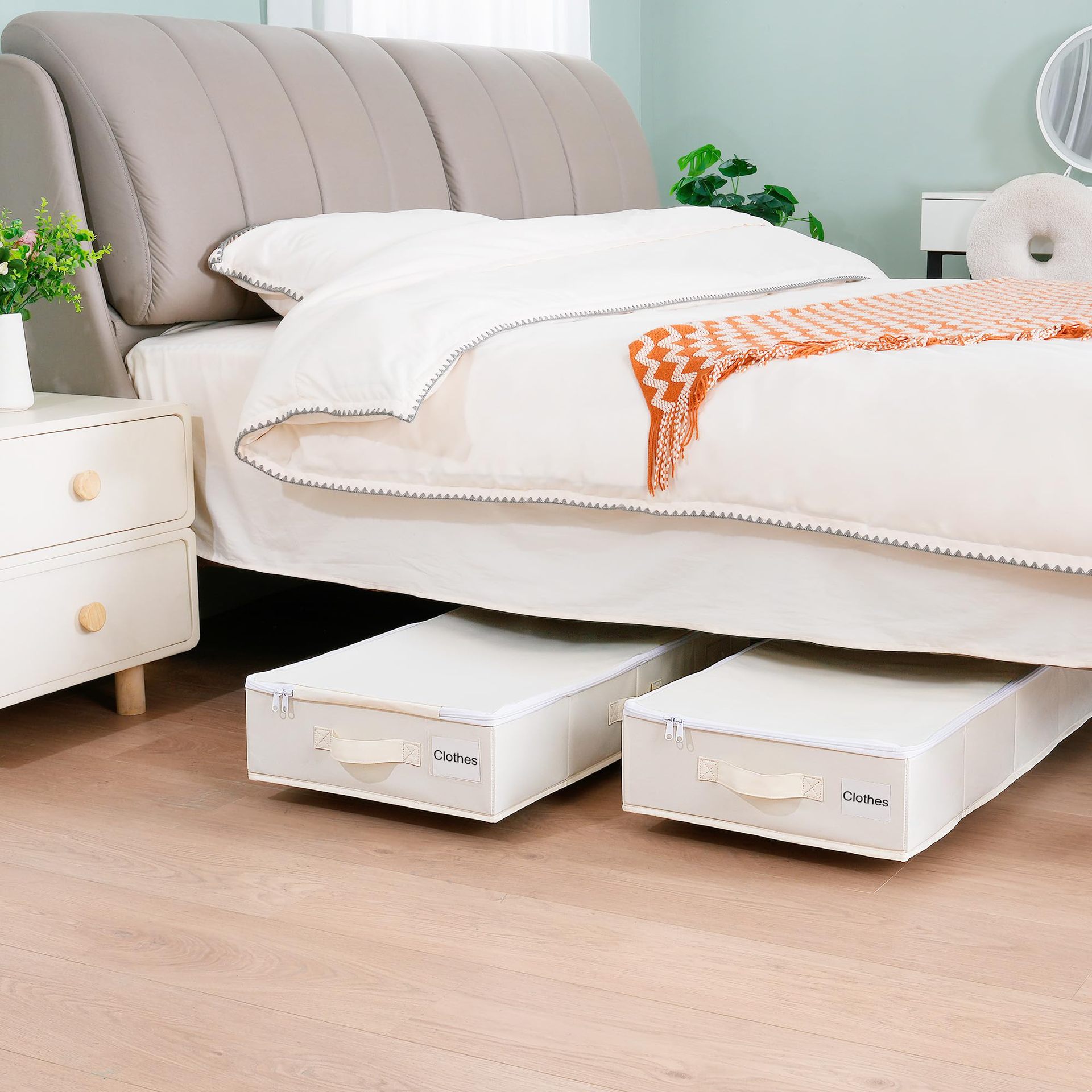 Foldable Under Bed Storage Box With Wheels, Dustproof Rolling Storage Organizer For Clothes, Shoes, Sundries, Bedroom Home Space Saving Container_maomaolike.com