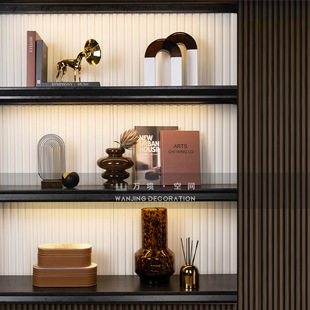 Retro Light Luxury Model Room Exhibition Hall Soft Decorations Living Room Study Home Furnishings Glass Vase
