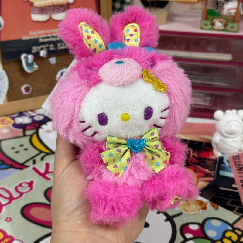 黑色草帽kitty帽宝宝挂件爱心扣公仔玩偶可爱赫本风挂饰钥匙扣|undefined