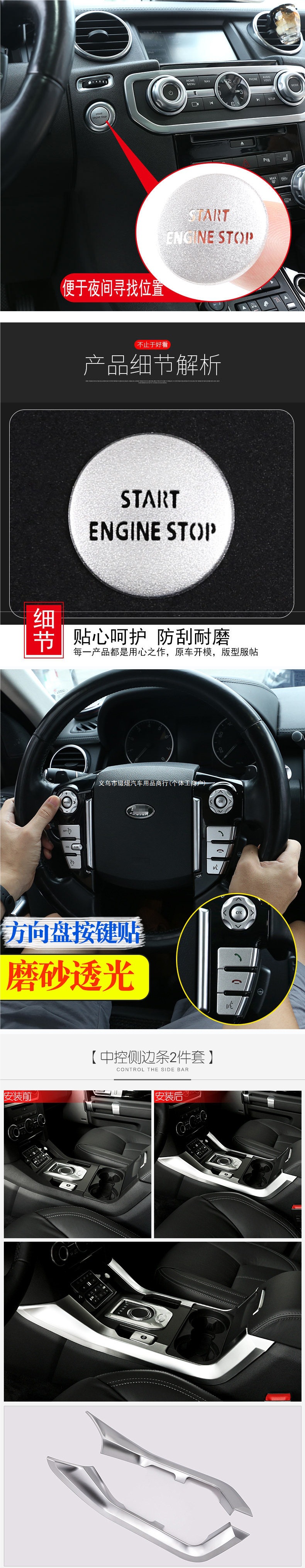 Suitable for Land Rover Discovery 4 interior trim, gear shift panel knob, center console, scratch-resistant window lift button decoration and modification