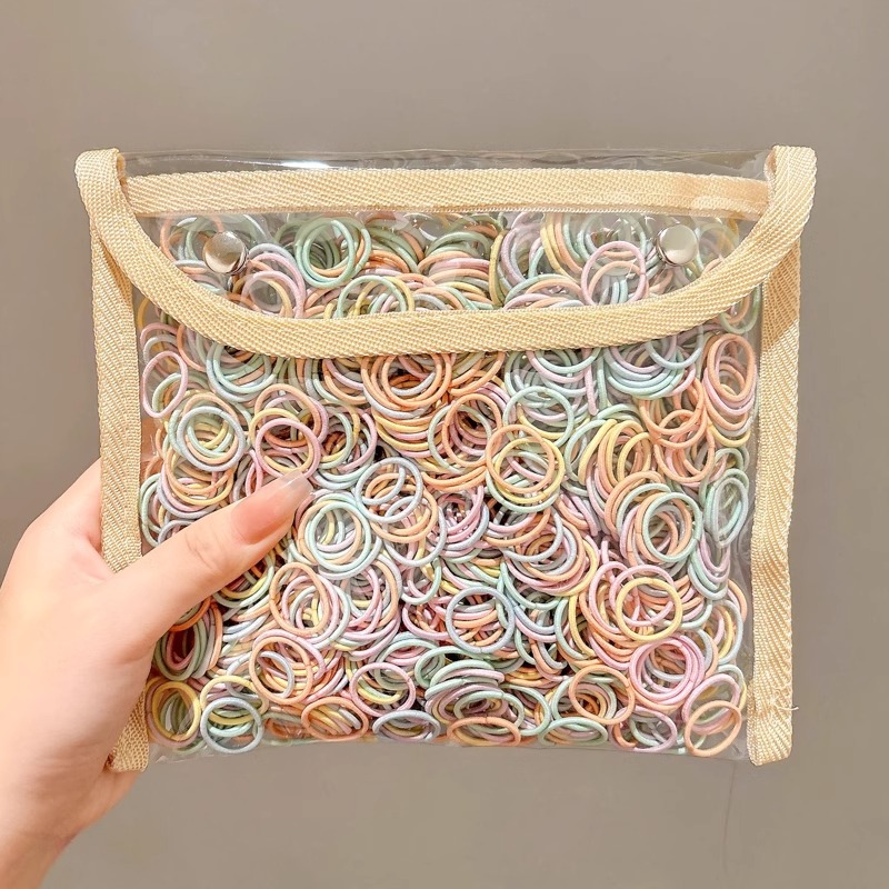 Color coreano pequeño pulgar anillo de cabello para chicas bajo cabello de cola de caballo no lesiones cabello elástico buena cuerda de cabeza cubierta de cuero para niños